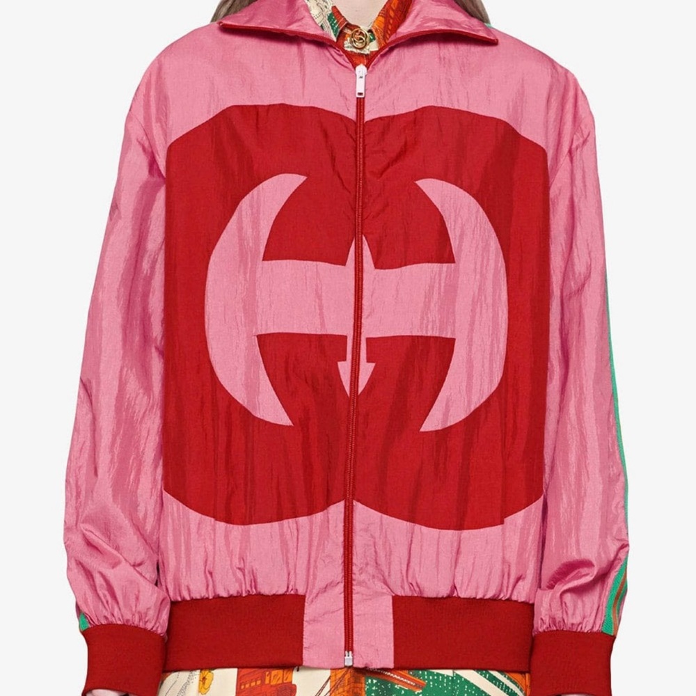 GUCCI LOGO TRACK JACKET PINK SIZE S